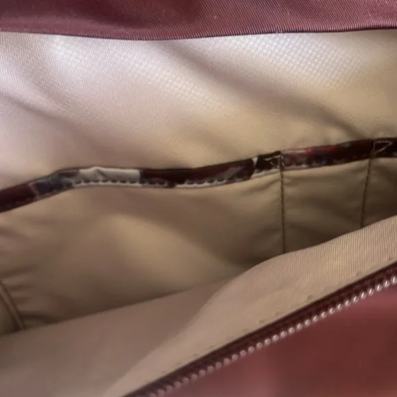Tumi Dara Carry All Travel Bag in Maroon Plum with Metallic Hardware - Picture 9 of 11